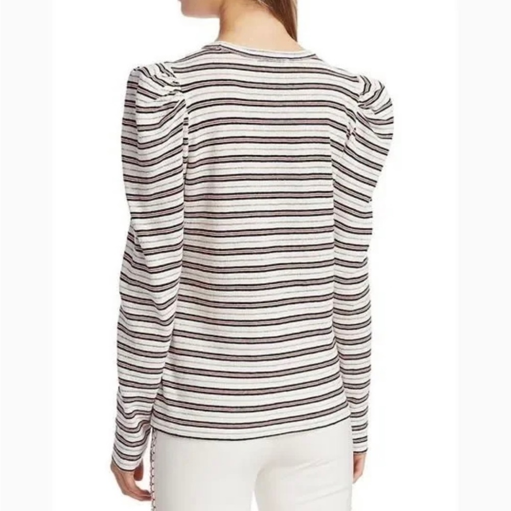 Derek Lam 10 Crosby Puff Shoulder Striped Long sleeve Top - Picture 3 of 11